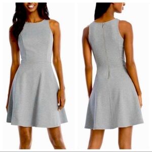 White House Black Market Grey Sleeveless Fit & Flare mini Dress size 12